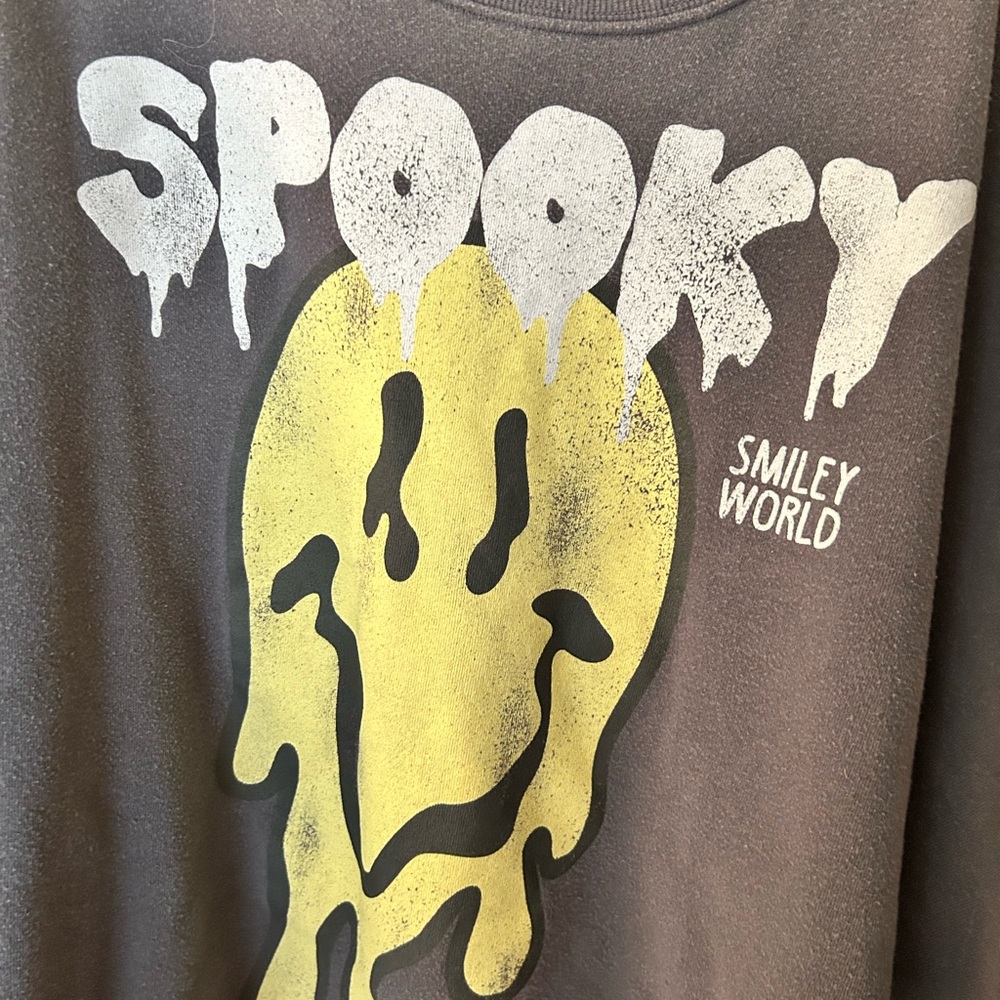 Spooky Smiley Face Gray Sweatshirt - Picture 2 of 3